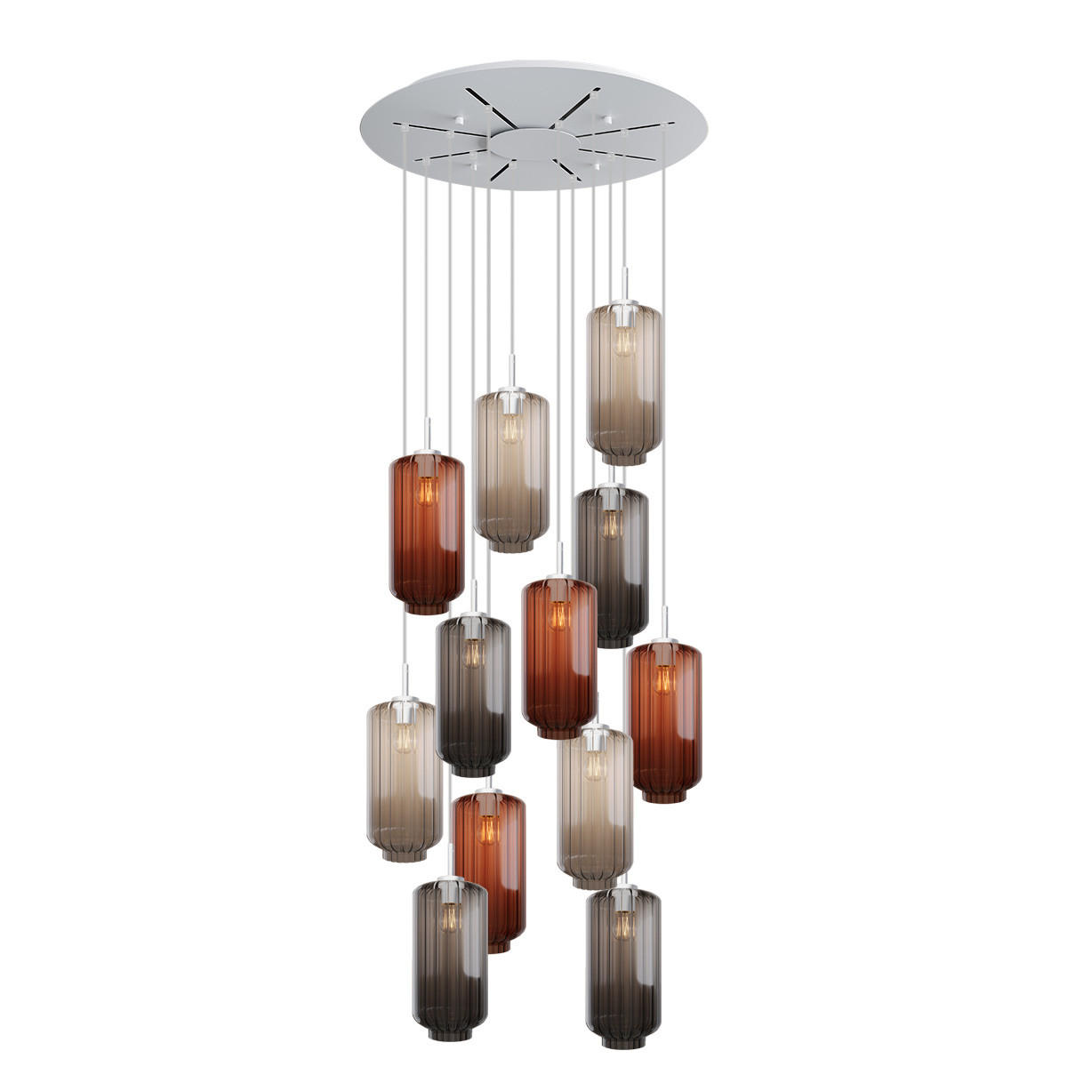 GALERIELEUCHTE Velo 12-flammig Mehrfarbig Ø 18cm - Multicolor/Weiß, Glas (18/18/33cm) - s.luce