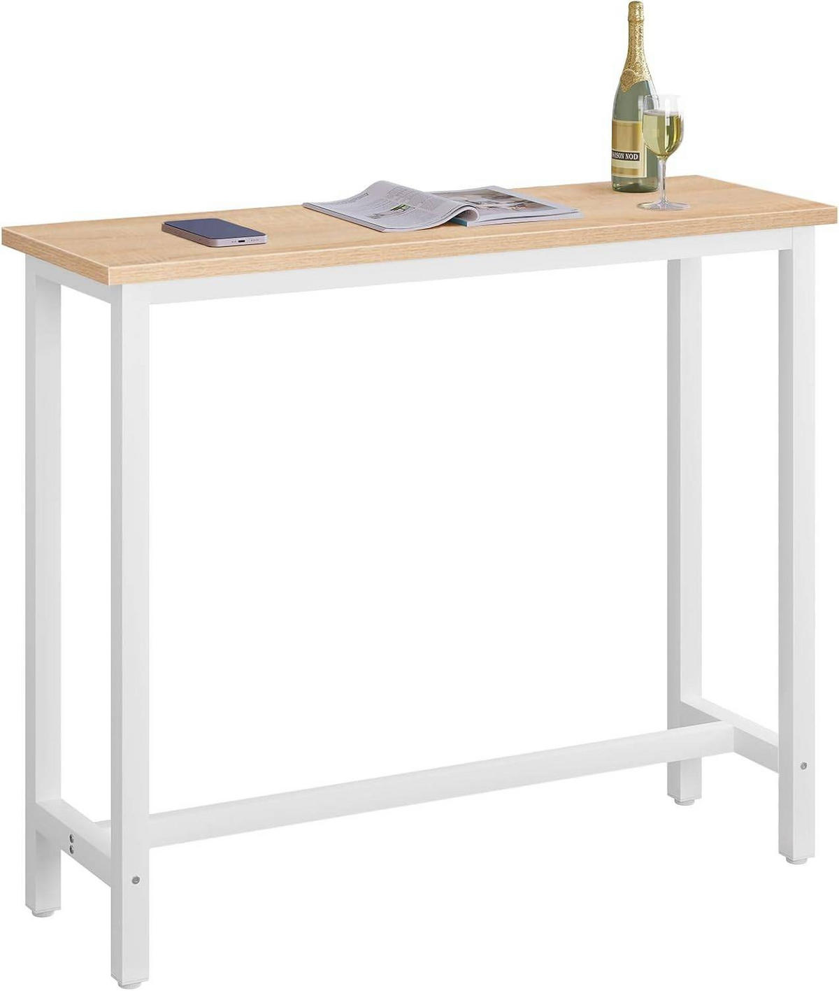 BARTISCH, Metallgestell, Tischplatte aus MDF, 120x100x40cm - Hellbraun/Weiß, Holzwerkstoff/Metall (40/120/100cm) - Woltu