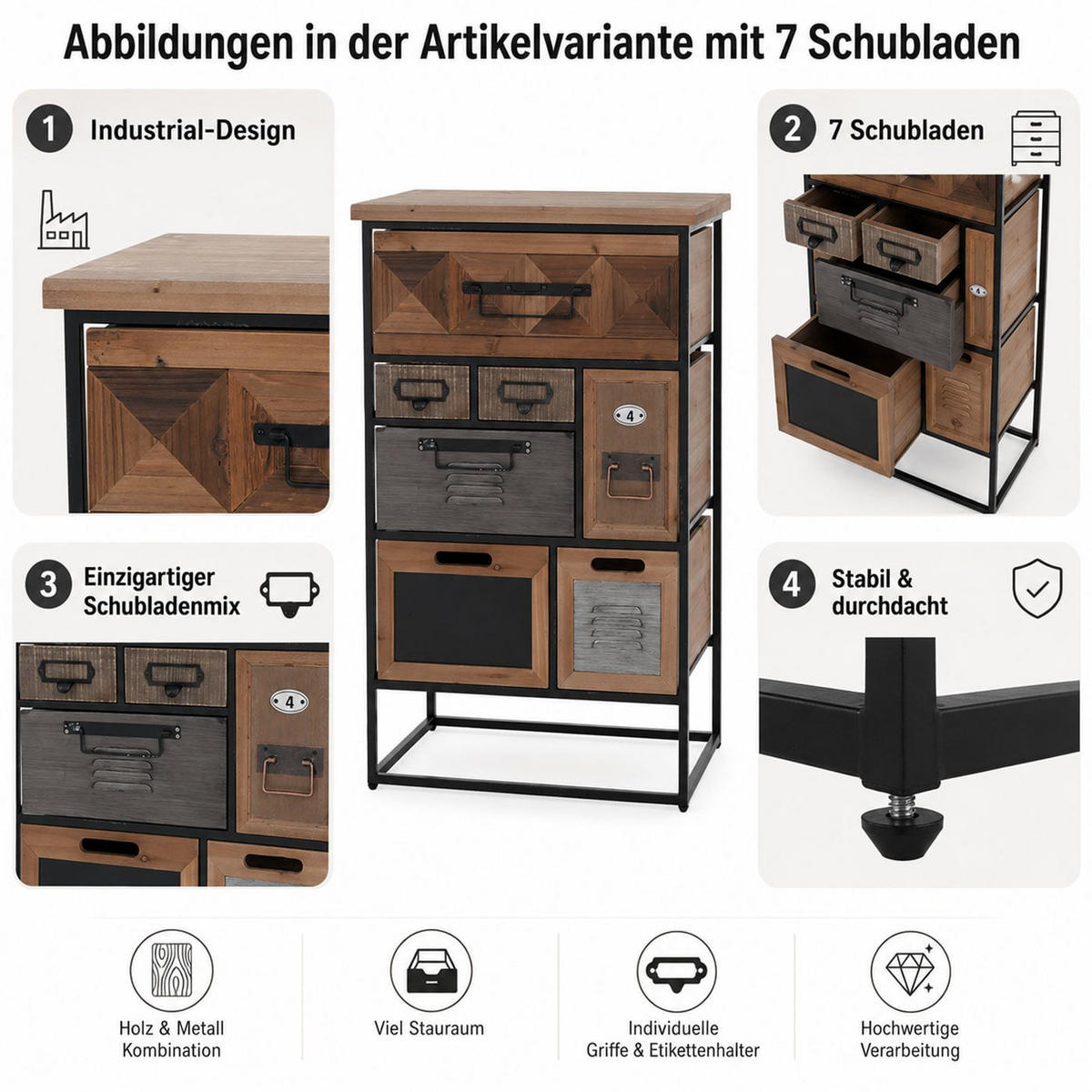 APOTHEKERKOMMODE Multicolor - Multicolor, Holz (53/84/31cm) - MCW