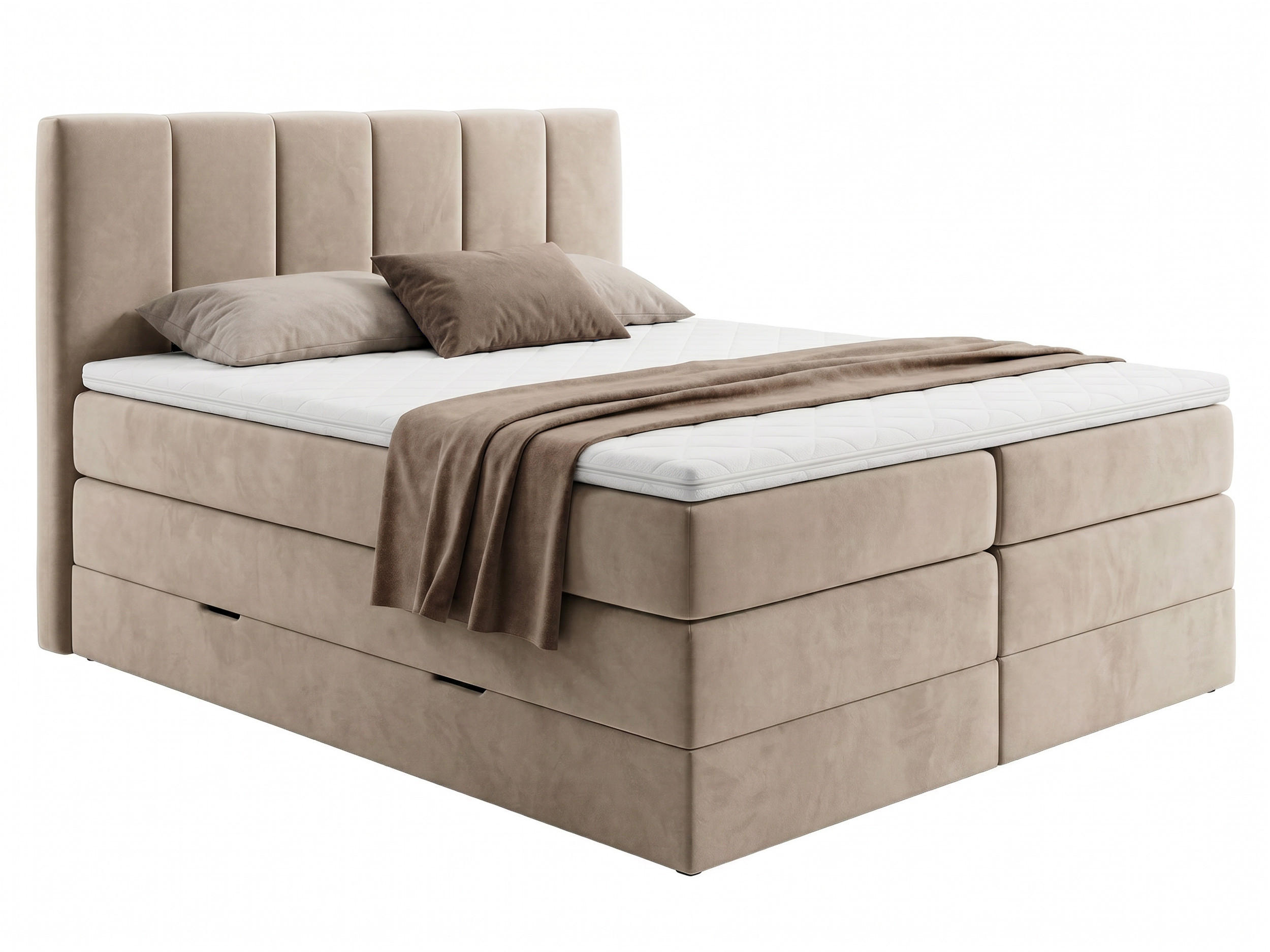 BOXSPRINGBETT Star Max - 180x200 - beige (Paros 02) - Beige/Schwarz, Holz/Holzwerkstoff (180/200cm) - Sofnet