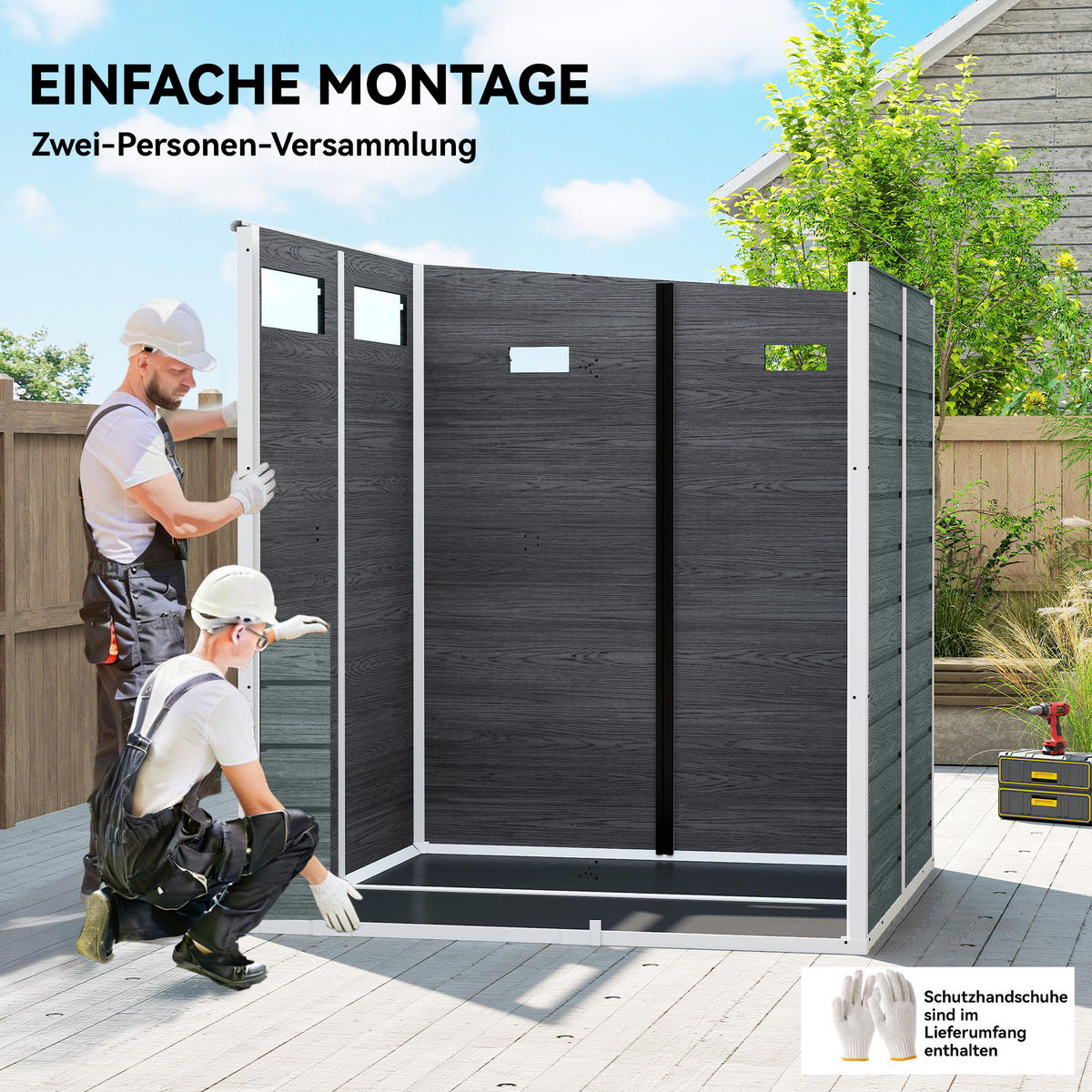 GERÄTESCHUPPEN Kunststoff Aluminium Grau - Grau, Kunststoff (182/196/182cm) - Outsunny