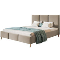 POLSTERBETT LUX Siena mit Kopfteil, 120 x 200 cm, Doppelbett mit Lattenrost aus Holz, Velourstoff Braun, Füße in Farbe: Braun - Braun, Holz/Textil (120/200cm) - Alpi-Möbel