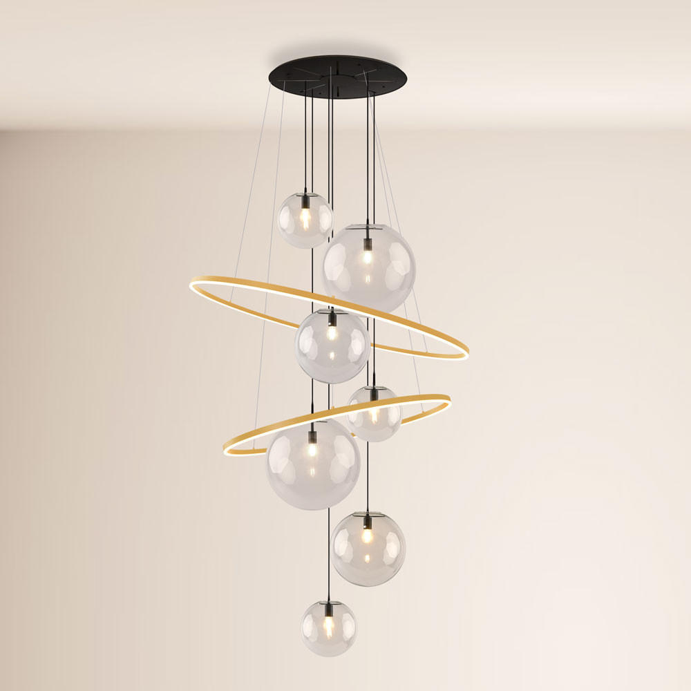 LED-GALERIELAMPE Galaxy Gold/Klar - Goldfarben, Metall (150/150/500cm) - s.luce