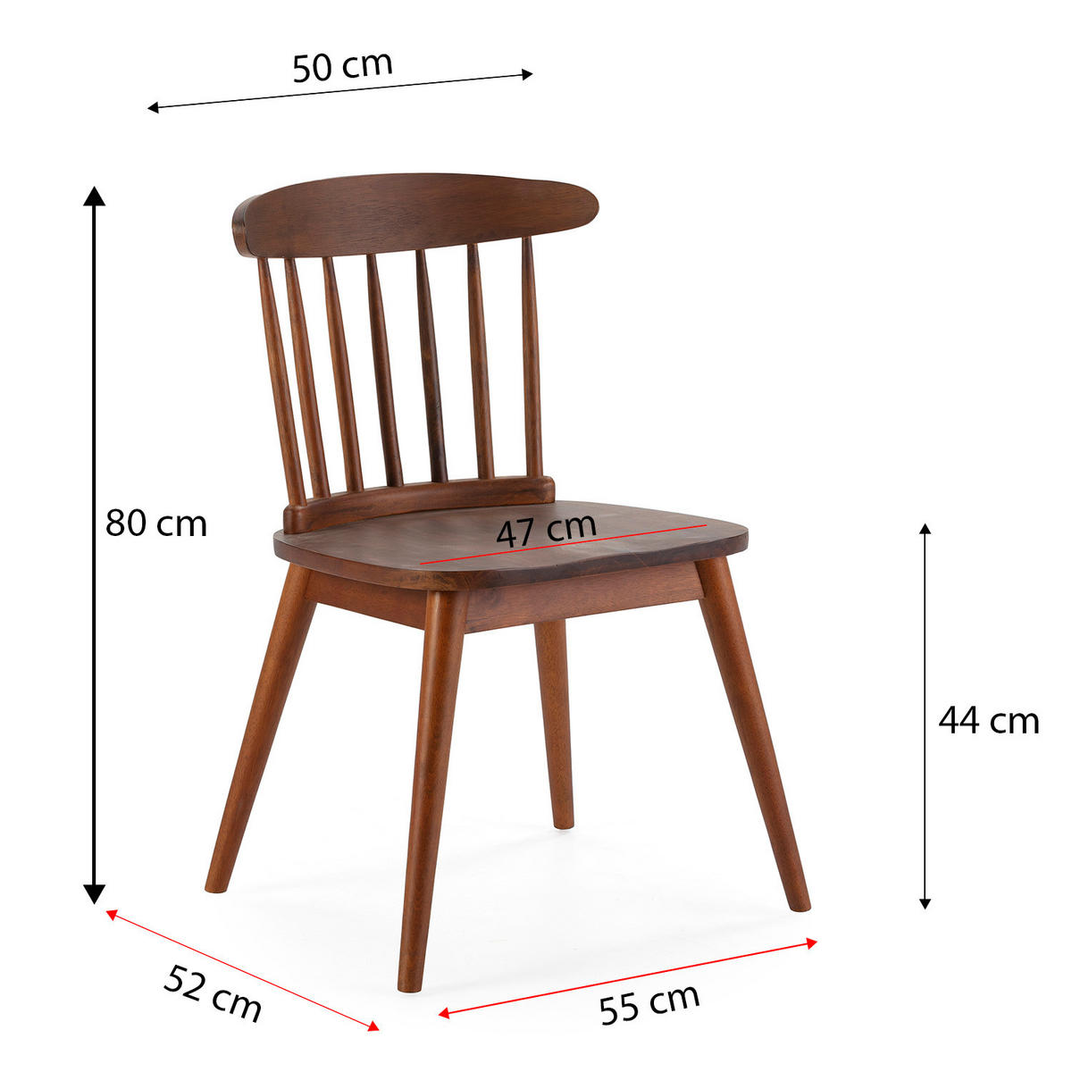 STUHL 2er-Set Ben aus Walnussholz - Walnussfarben, Holz (55/80/52cm) - VS Venta-stock