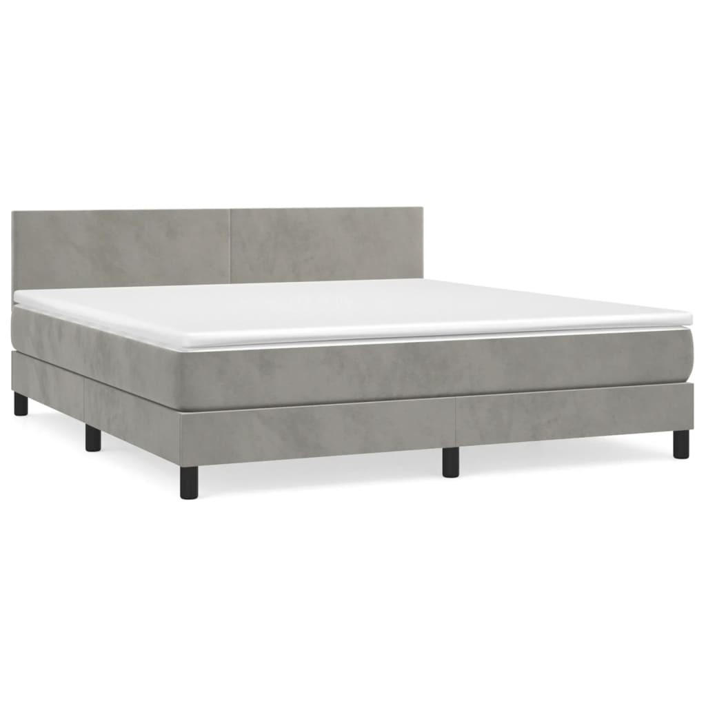 BOXSPRINGBETT 160/200 Cm Grau Samt - Grau, Textil (160/203cm) - vidaXL