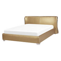 LEDERBETT 140/200cm Gold Paris - Goldfarben, Leder (140/200cm) - Beliani