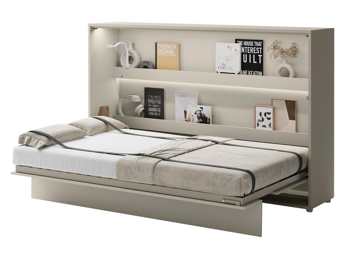 SCHRANKBETT Bed-Concept BC-05 120x200 mit LED-Lampe und LED Beleuchtung - Kaschmir/Grau, Holz/Holzwerkstoff (120/200cm) - MIRJAN24