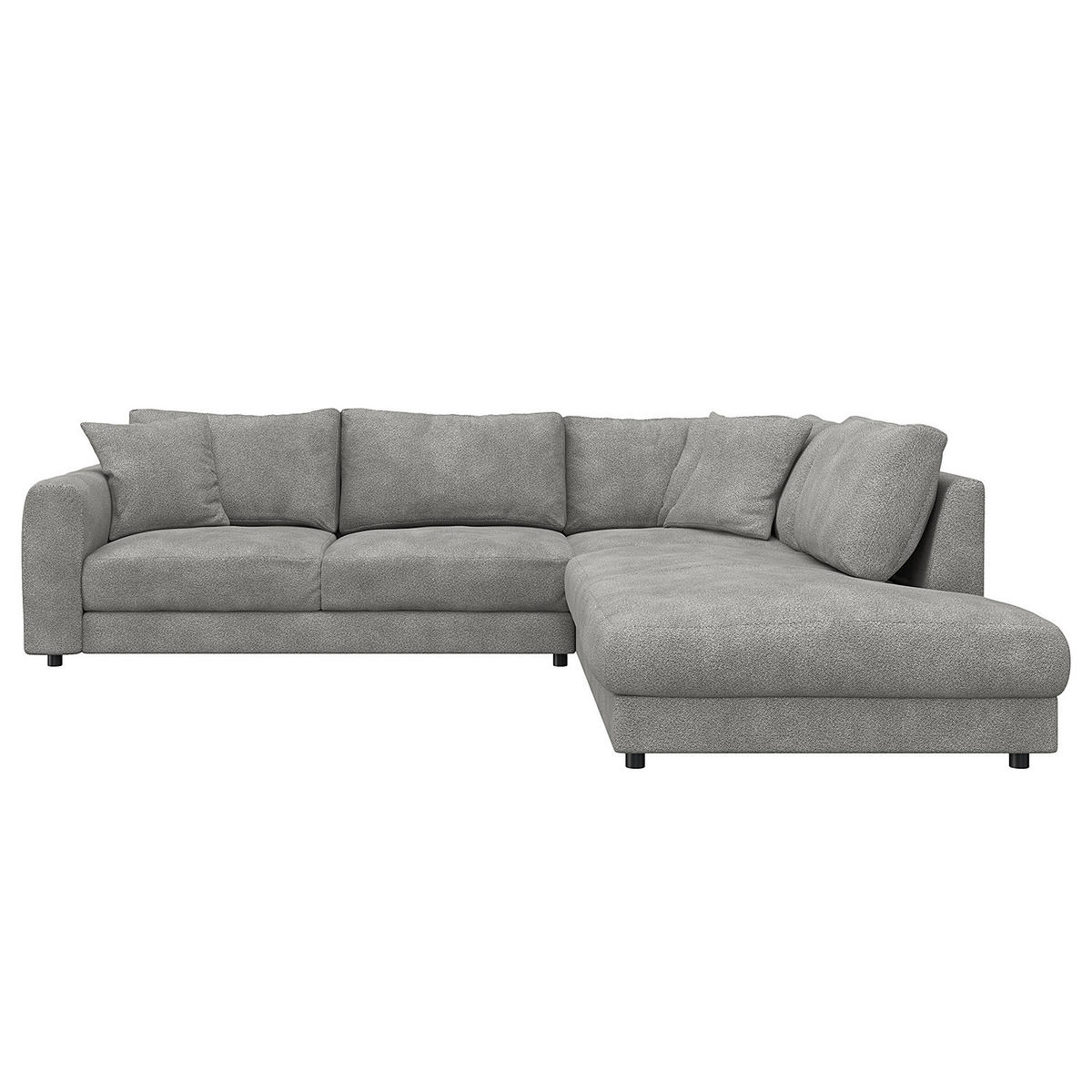 ECKSOFA mit Ottomane - Schwarz/Grau, Kunststoff/Textil (267/254cm) - home24