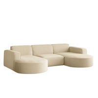 ECKSOFA, Modena U-Form, Stoff Quelle, Ecru - Ecru, Holz (299/165cm) - Kaiser Möbel