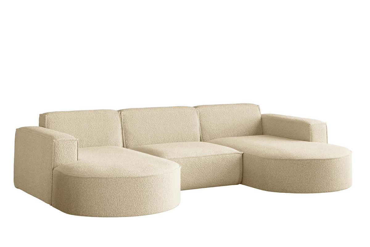 ECKSOFA, Modena U-Form, Stoff Quelle, Ecru - Ecru, Holz (299/165cm) - Kaiser Möbel