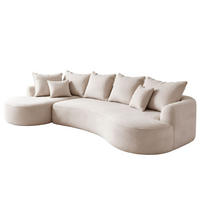 SOFA Tirano Bouclé Creme mit Ottomane links - Creme, Textil (102/300cm) - Juskys