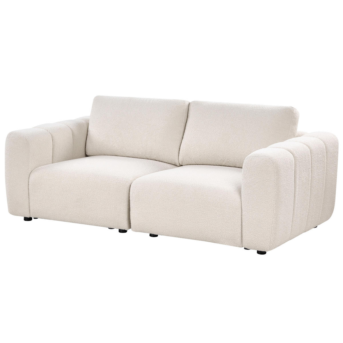 MODULSOFA 2-Sitzer Bouclé Cremeweiß Kivvik - Creme, Textil (204/80/100cm) - Beliani