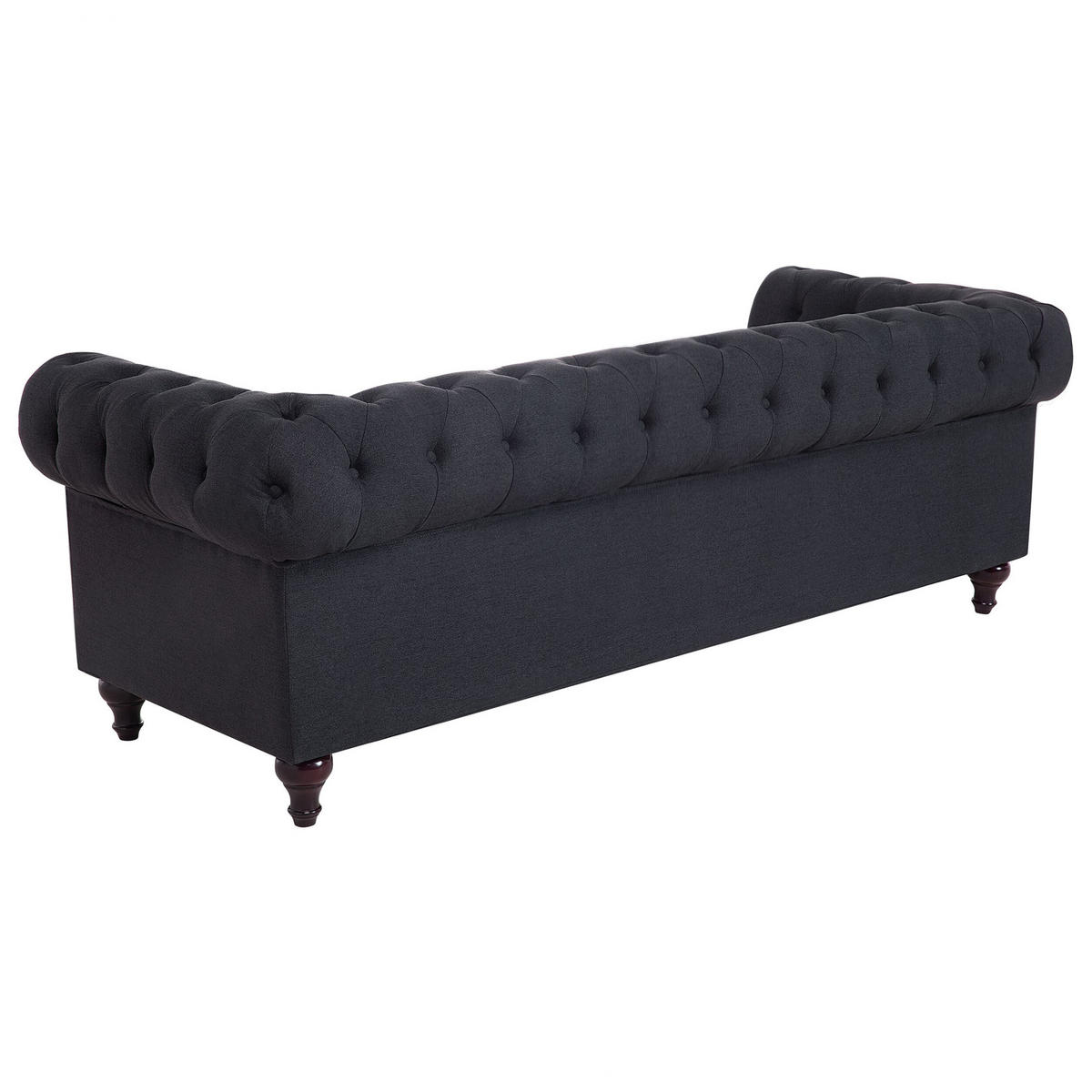 3-SITZER-SOFA Polyester Grau Chesterfield - Graphitfarben, Textil (202/70/75cm) - Beliani
