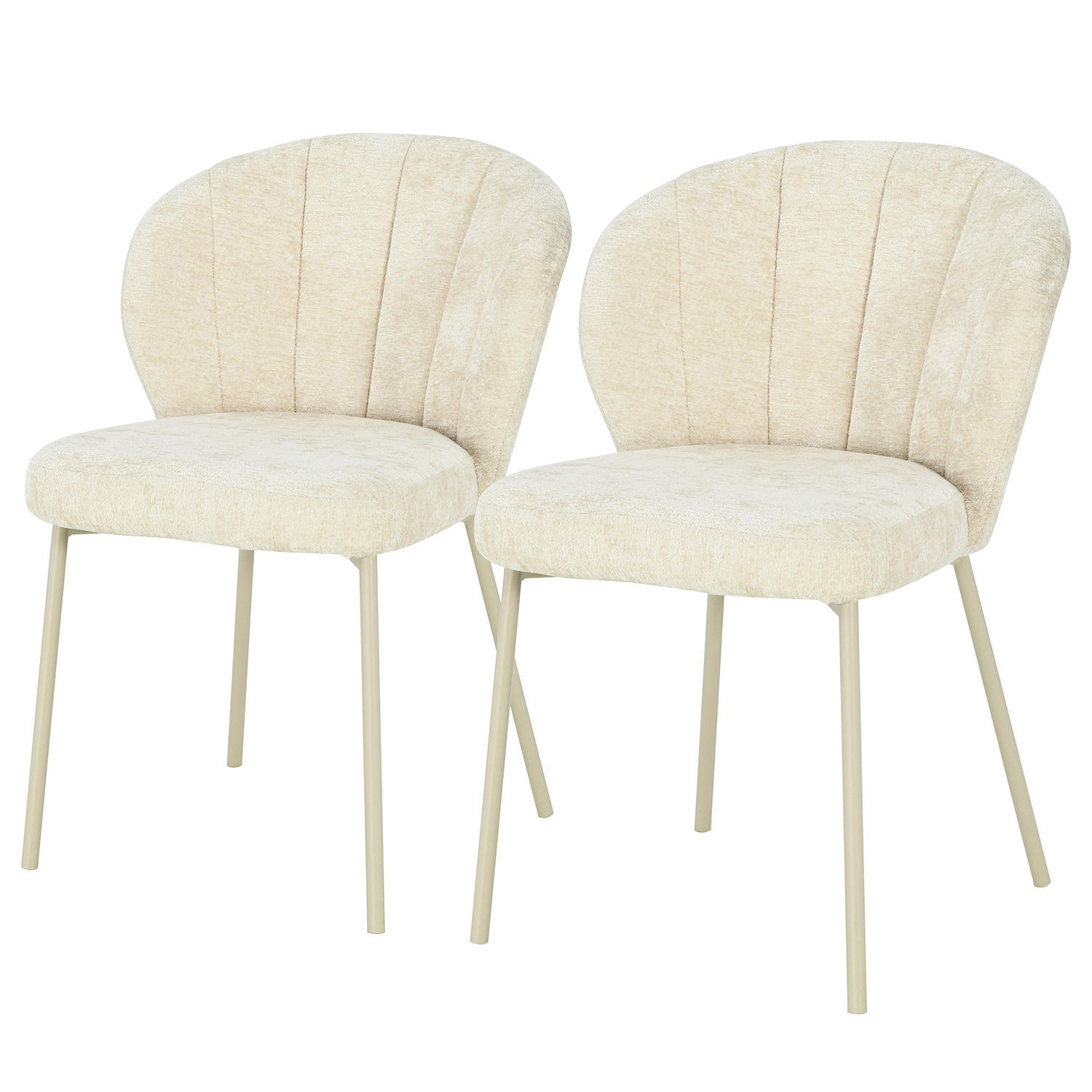 HOME24 Polsterstuhl FIOLAA 2er-Set - Creme, Textil/Metall (55/79/59cm) - home24