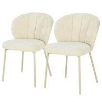 HOME24 Polsterstuhl FIOLAA 2er-Set - Creme, Textil/Metall (55/79/59cm) - home24