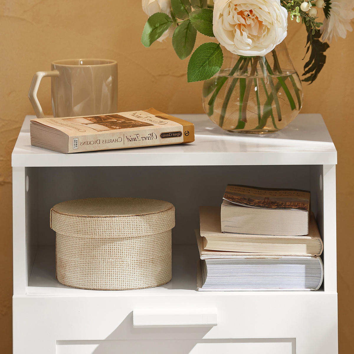 NACHTTISCH Weiß - Weiß, Holzwerkstoff (39/55/39cm) - SoBuy
