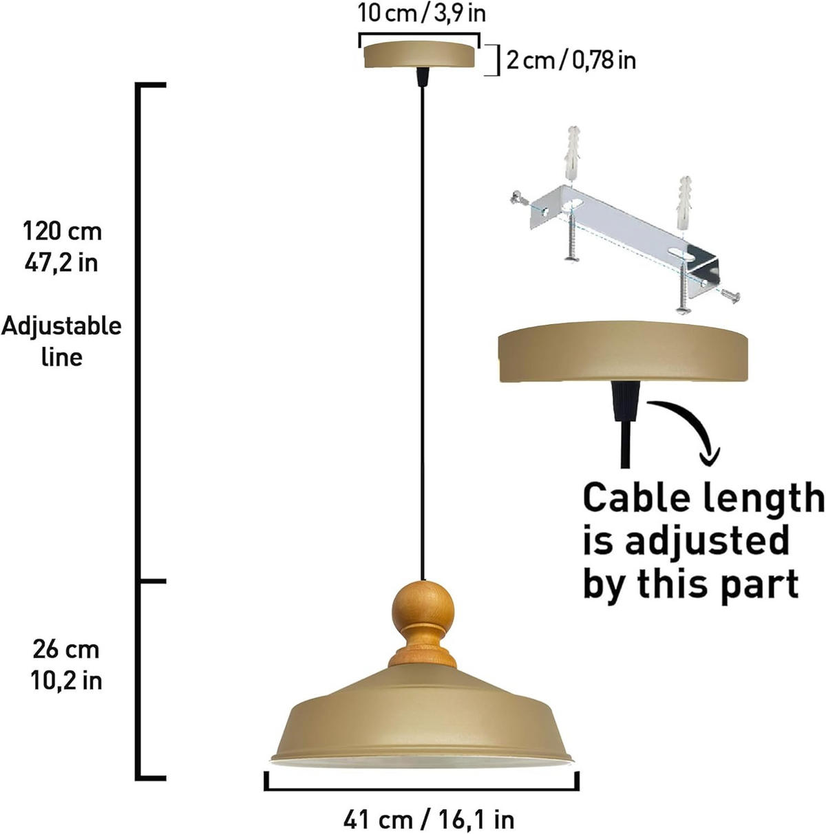 PENDELLEUCHTE Asletl 40/30 cm - Beige, Metall (30/40/26cm) - Bamyum