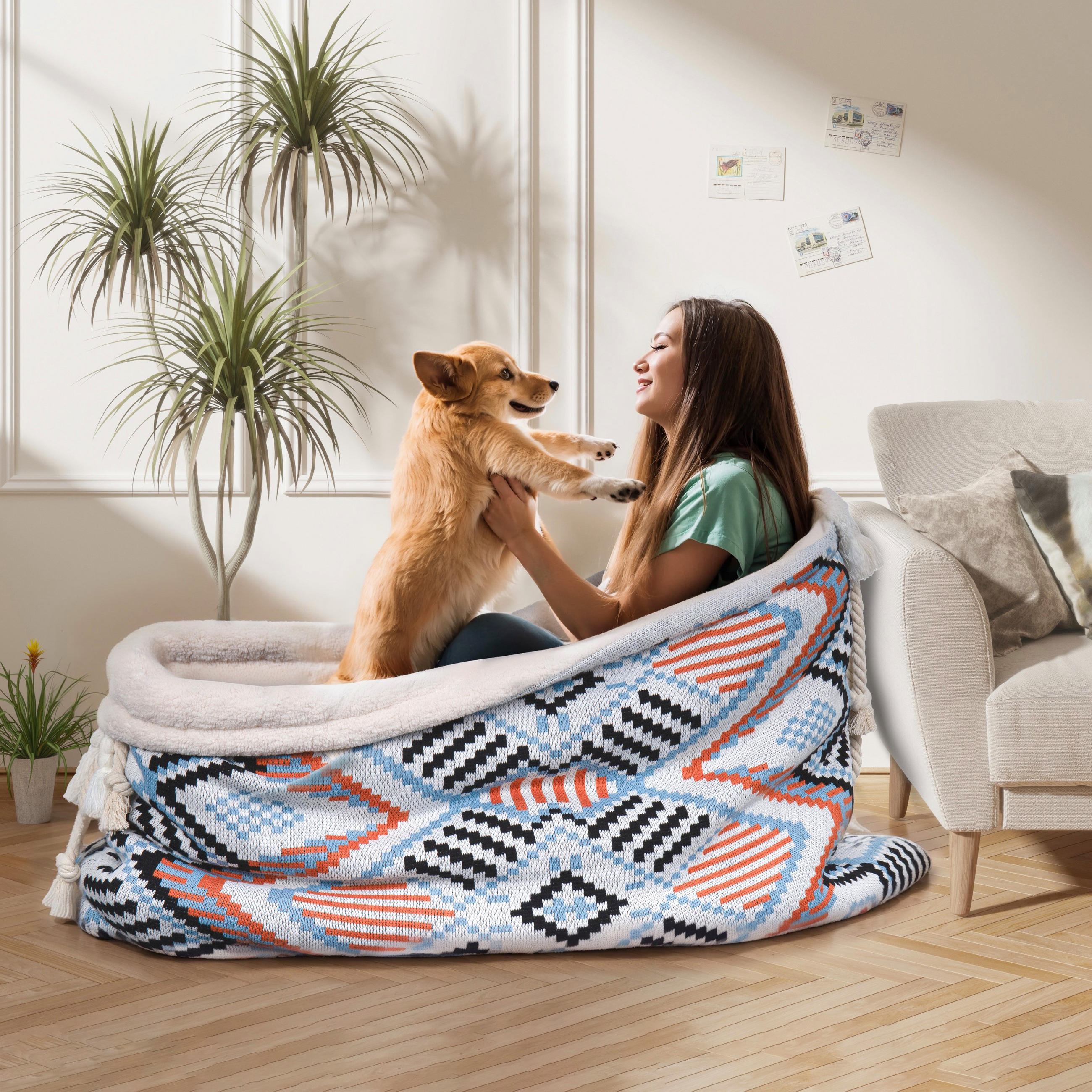 KUSCHELDECKE in Taschenform - Multicolor, Textil (80/130cm) - Vercart