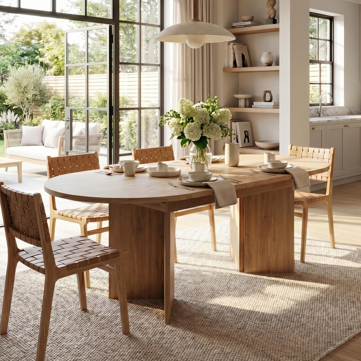 ESSTISCH ausziehbarer eiche-optik 120 bis 160 cm, oval mit abgerundeten ecken - Eichefarben, Holzwerkstoff (80/160/75.5cm) - Urban Meuble