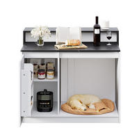 KÜCHENINSEL mit Bartresen MDF in Schwarz-Weiß-Marmoroptik - Schwarz, Holz (80/100/120cm) - Beauniv