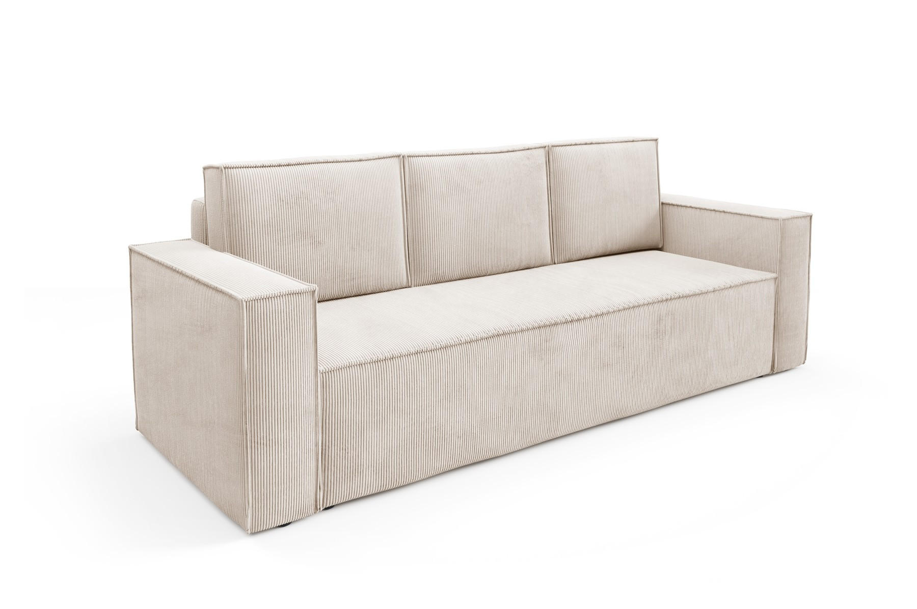 SOFA Roda Beige, Kordsofa mit Schlaffunktion - Beige, Holzwerkstoff/Textil (248/93/96cm) - Bettso