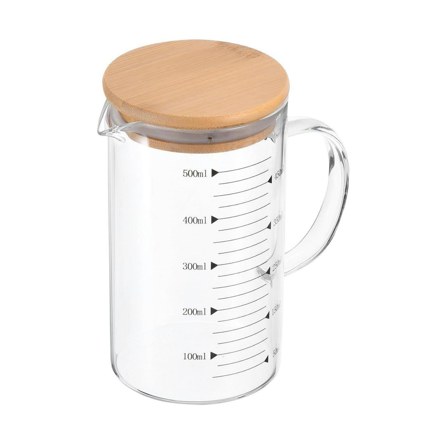 MESSBECHER 500ml Borosilikatglas mit Holzdeckel - Schwarz, Glas (0.5L)