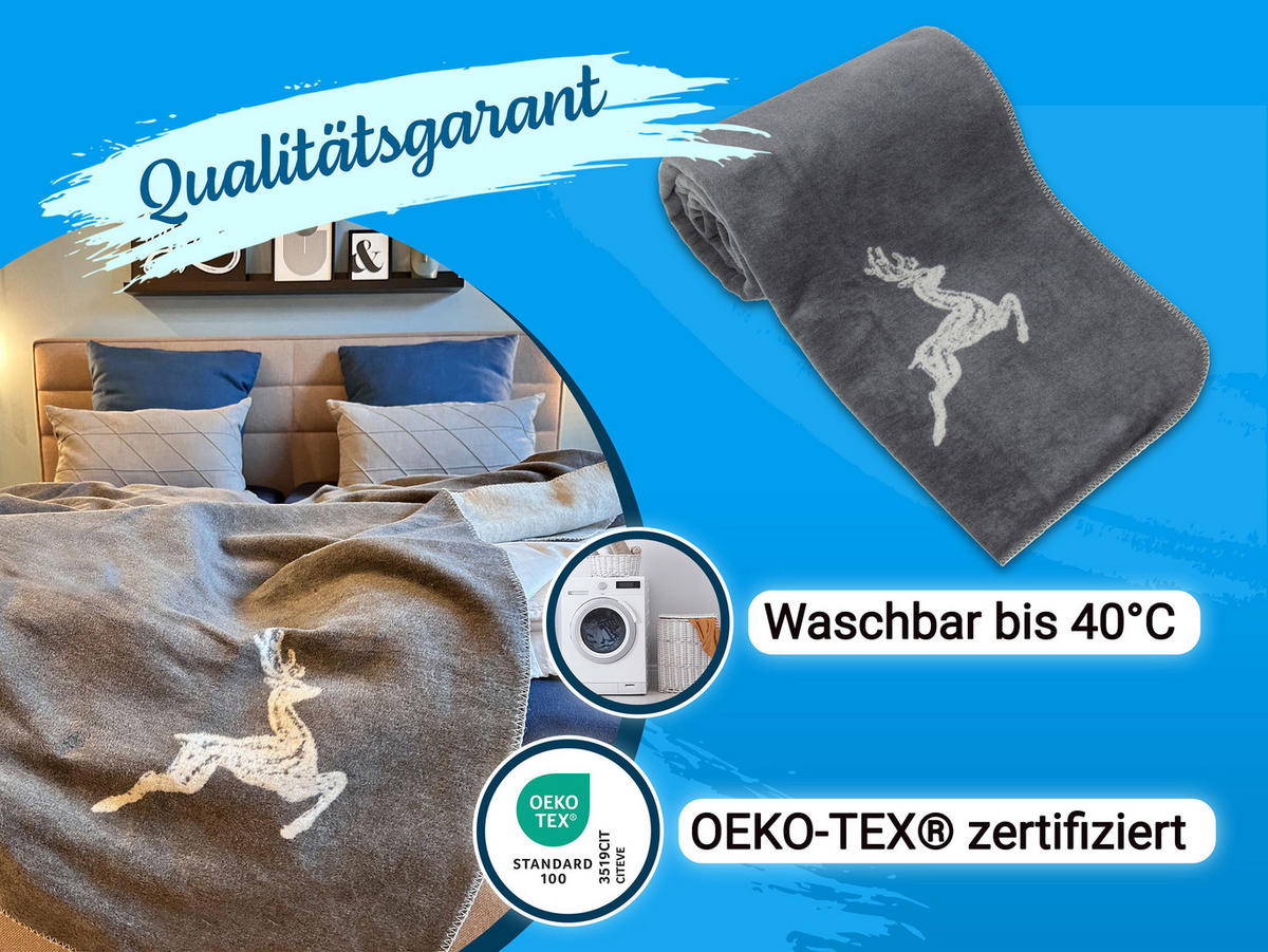 KUSCHELDECKE, 150x200 cm, 60% Baumwolle, 40% Polyacryl, Grau - Grau, Naturmaterialien (150/200cm) - Zollner