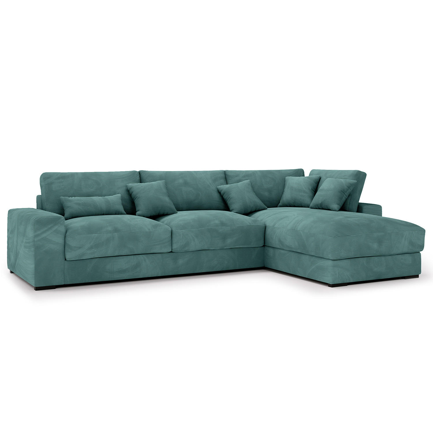 ECKSOFA mit Longchair - Blaugrau/Schwarz, Kunststoff/Textil (340/205cm) - home24