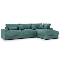 ECKSOFA mit Longchair - Blaugrau/Schwarz, Kunststoff/Textil (340/205cm) - home24