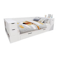 KINDERBETT 140/200 cm aus MDF mit Stauraum Nachttisch und Lattenrost Weiß - Weiß, Holzwerkstoff (140/200cm) - Modenvie