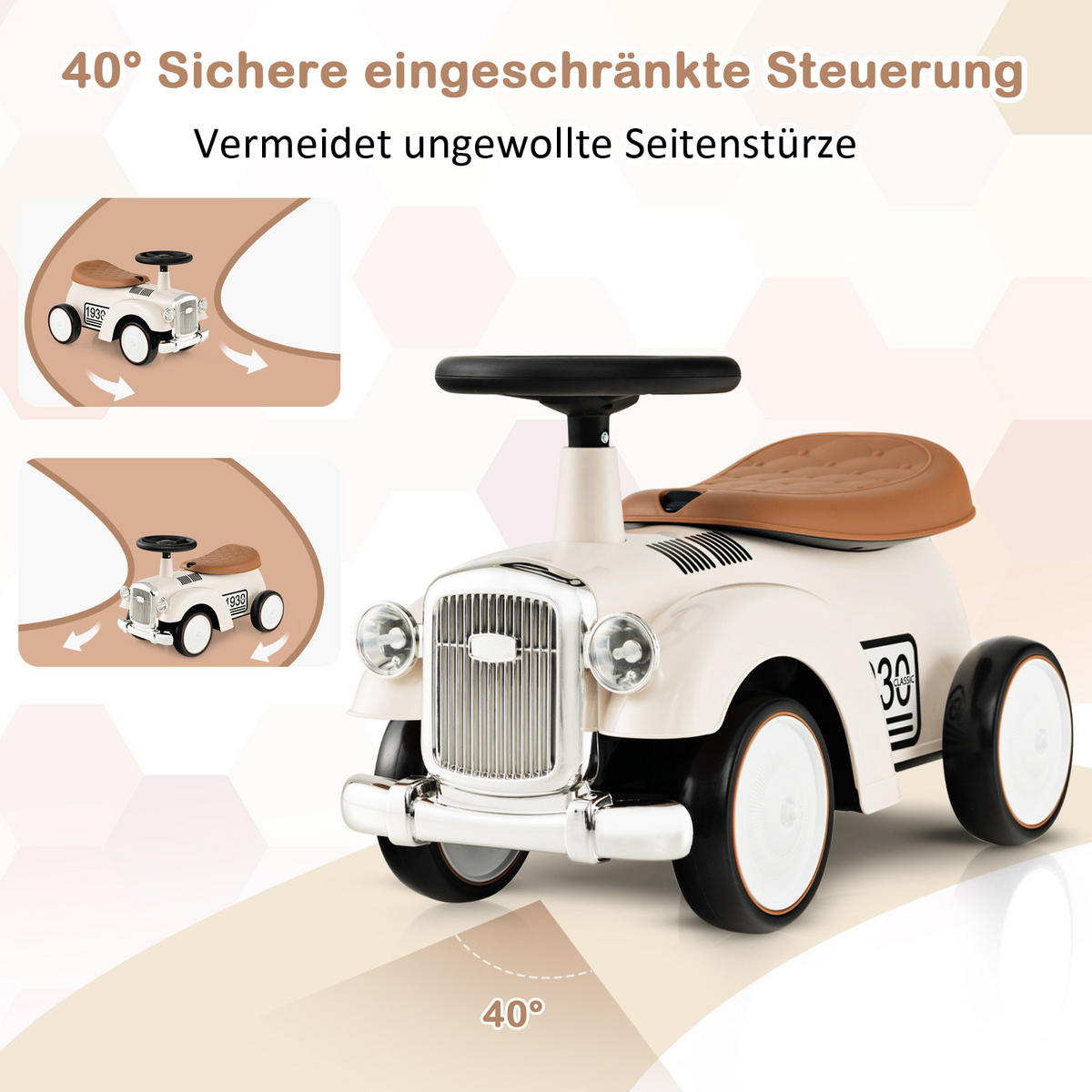 KINDERAUTO Weiß - Weiß, Kunststoff (27/34/58cm) - COSTWAY