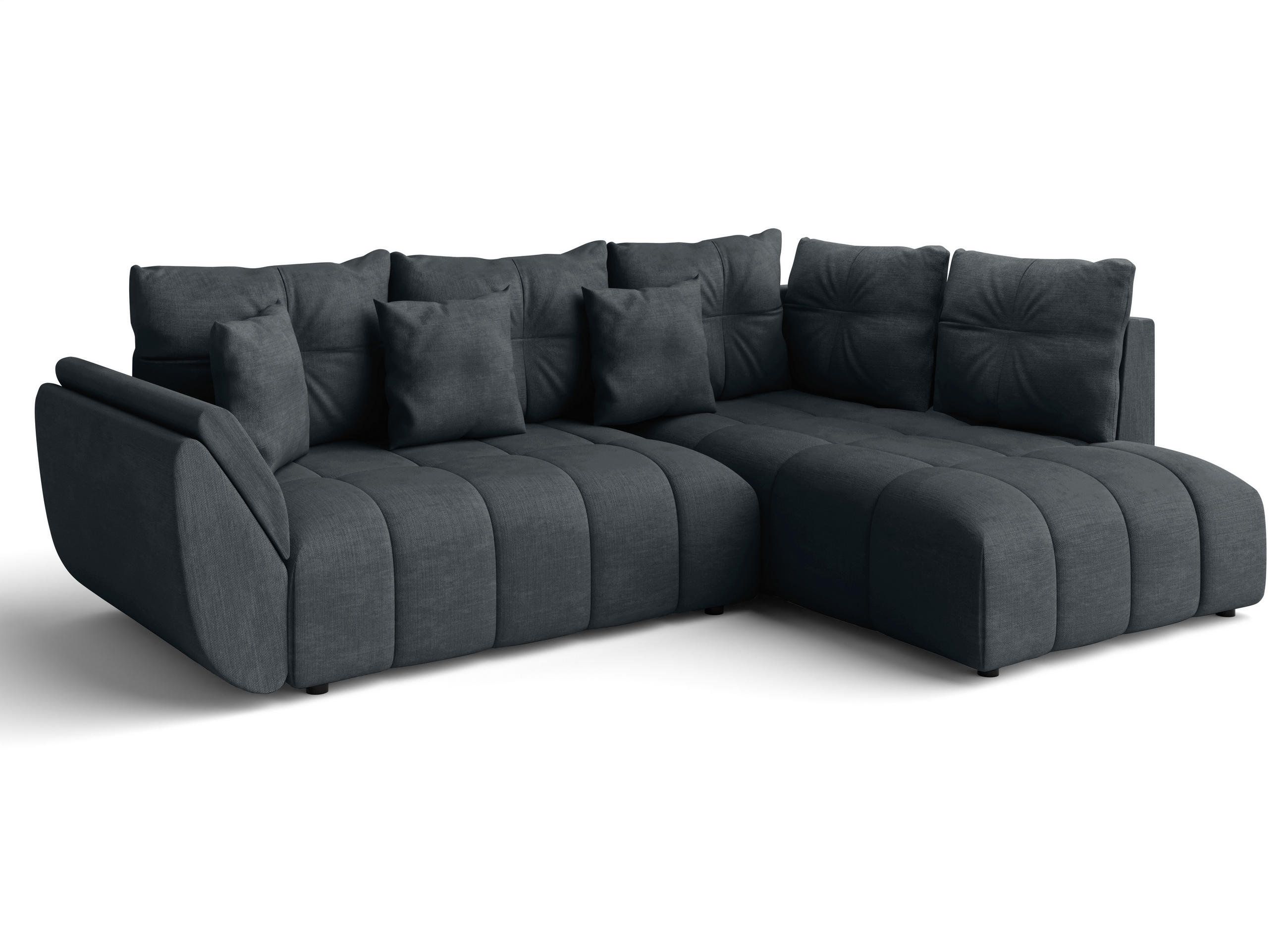 ECKSOFA L Form Kayseri Grau 266/190/86 cm – mit Bettkasten - Schwarz/Grau, Kunststoff/Textil (266/190cm) - AX Living