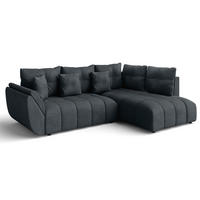 ECKSOFA L Form Kayseri Grau 266/190/86 cm – mit Bettkasten - Schwarz/Grau, Kunststoff/Textil (266/190cm) - AX Living