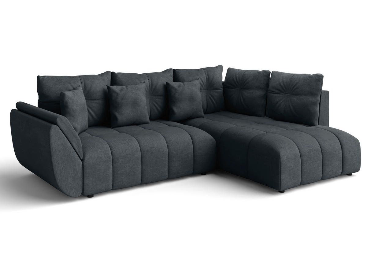 ECKSOFA L Form Kayseri Grau 266/190/86 cm – mit Bettkasten - Schwarz/Grau, Kunststoff/Textil (266/190cm) - AX Living
