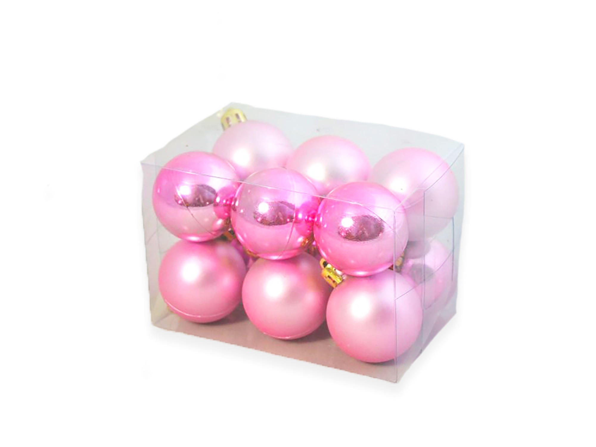 WEIHNACHTSORNAMENTE 12er-Set Ornamente rosa matt / glänzend 4 cm - Pink, Kunststoff (4/4/4cm) - LAALU