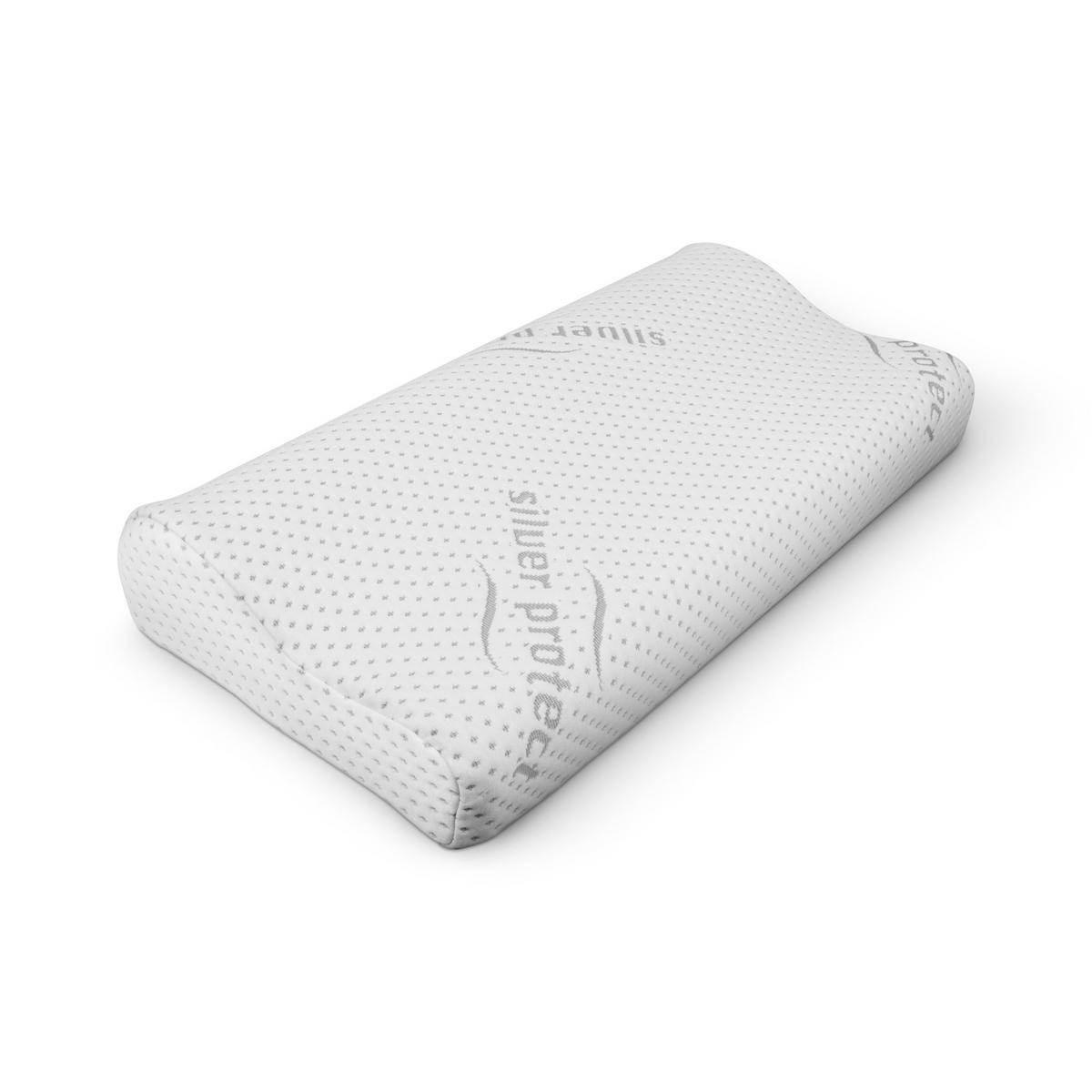 NACKENKISSEN Memory Foam ( Nackenstützkissen / 60x30x10cm ) Viscoelastische Kopfkissen - Silver Protect Bezug "antimikrobiell" abnehmbar - Öko-Tex - Weiß, Textil (30/60cm) - Bestlivings