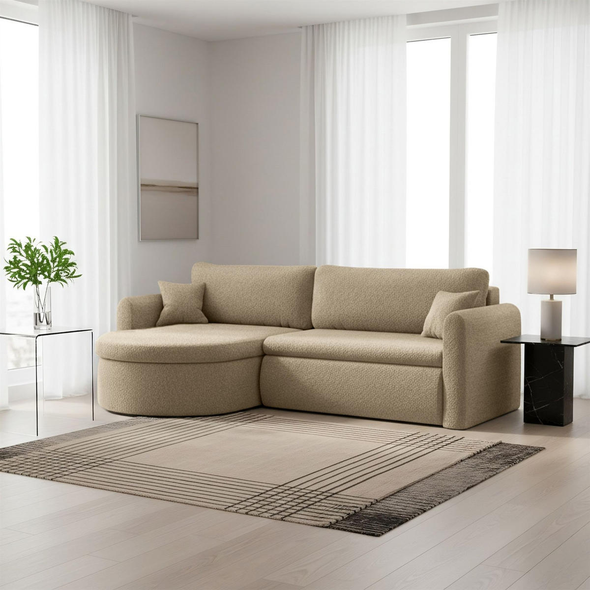 ECKSOFA Feliz In Quelle - Beige, Holzwerkstoff/Textil (160/250cm) - Fun Möbel