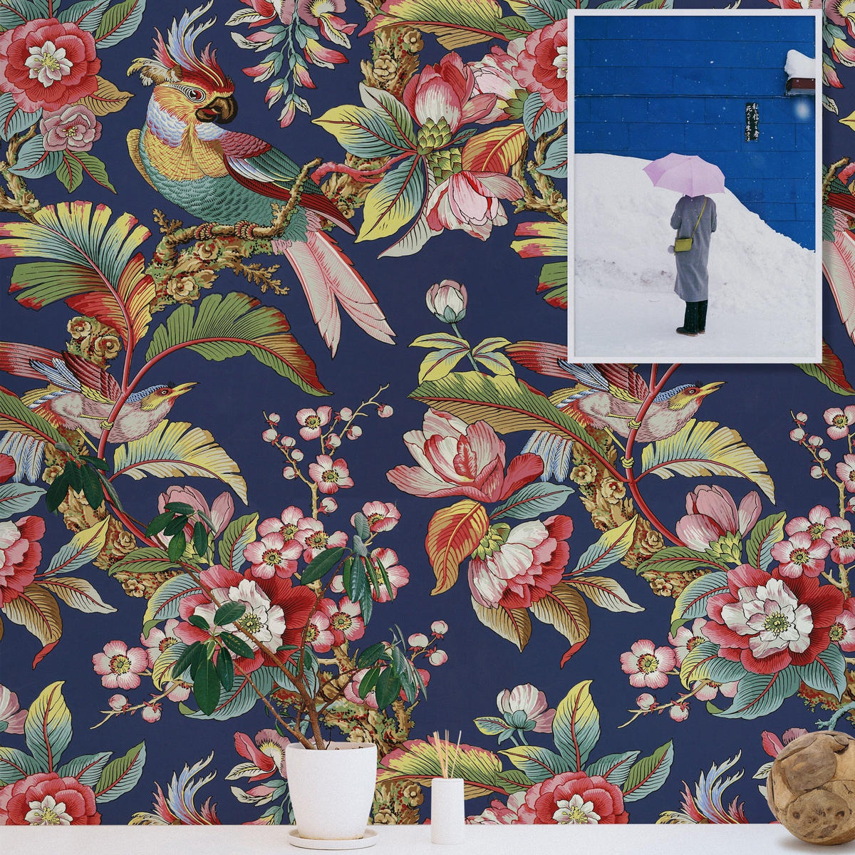 TAPETE Chinesische aus echtem Papier, 200x280cm, 8 Bögen - Blau, Papier (200/280cm) - WALLPAPERS4BEGINNERS