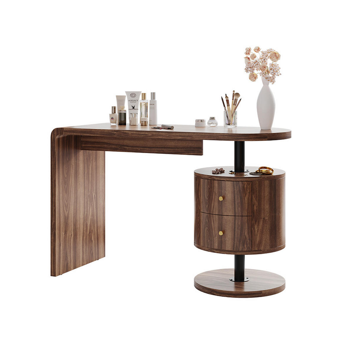 SCHMINKTISCH Lara Eiche rustikal 120 cm mit 2 Schubladen - Wildeiche, Holzwerkstoff (50/120/76cm) - Vicco