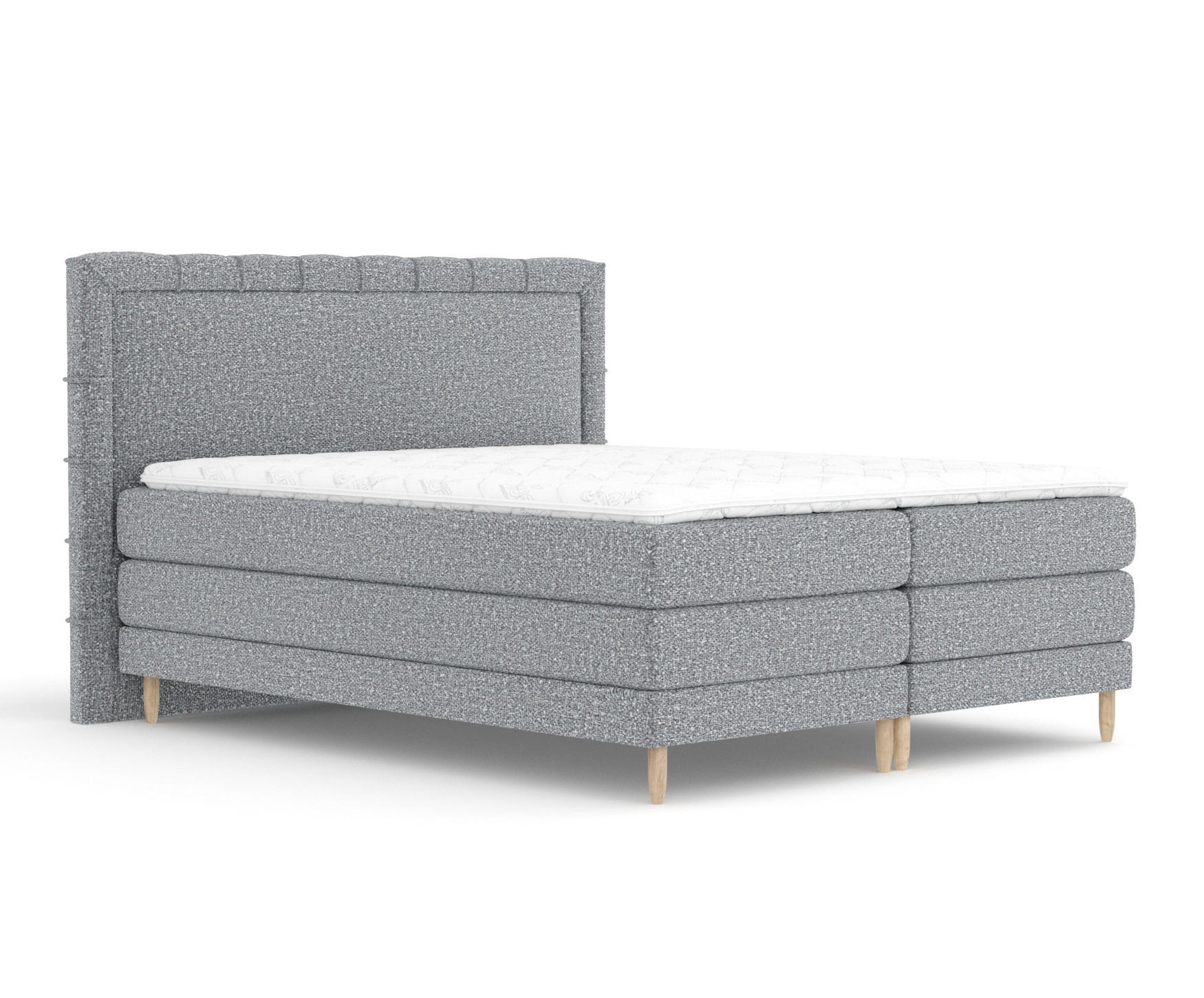 BOXSPRINGBETT Rimini Grau 180/200 cm mit Matratze und Topper - Naturfarben/Grau, Holz/Holzwerkstoff (180/200cm) - Maison de Reve