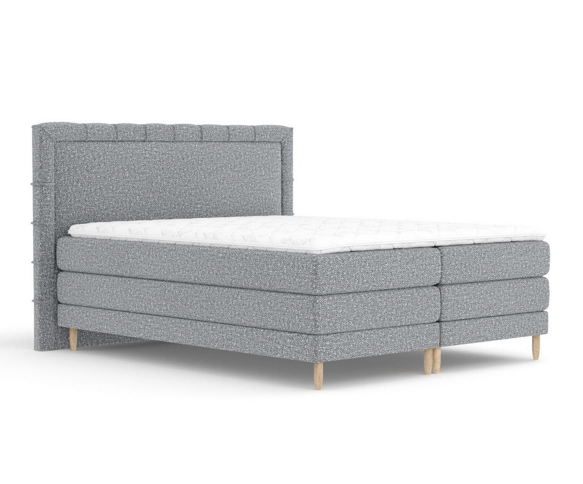 BOXSPRINGBETT Rimini Grau 180/200 cm mit Matratze und Topper - Naturfarben/Grau, Holz/Holzwerkstoff (180/200cm) - Maison de Reve
