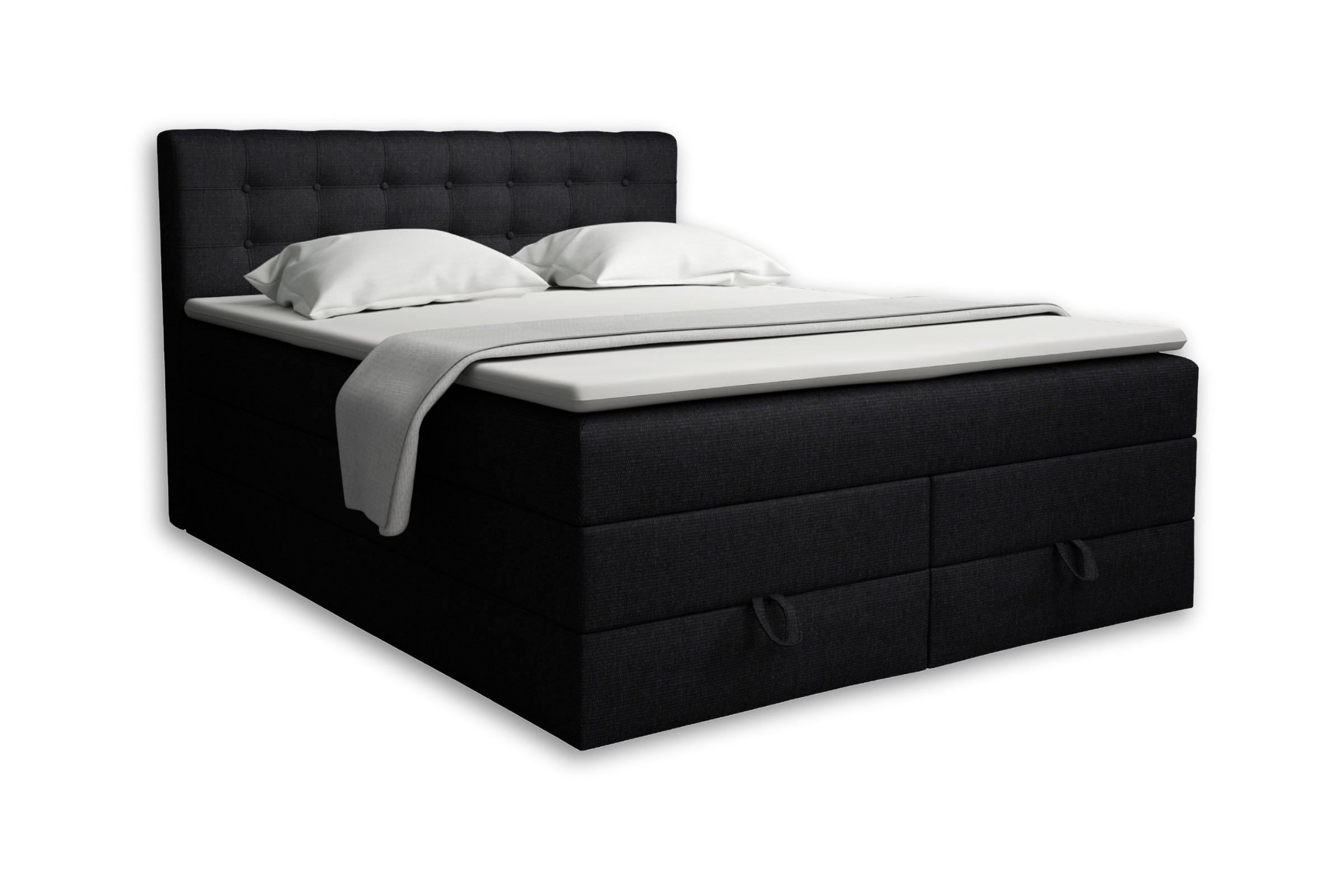 BOXSPRINGBETT VERNO 180/200 in Stoff Schwarz - Schwarz, Holz/Holzwerkstoff (180/200cm) - Deine Möbel 24