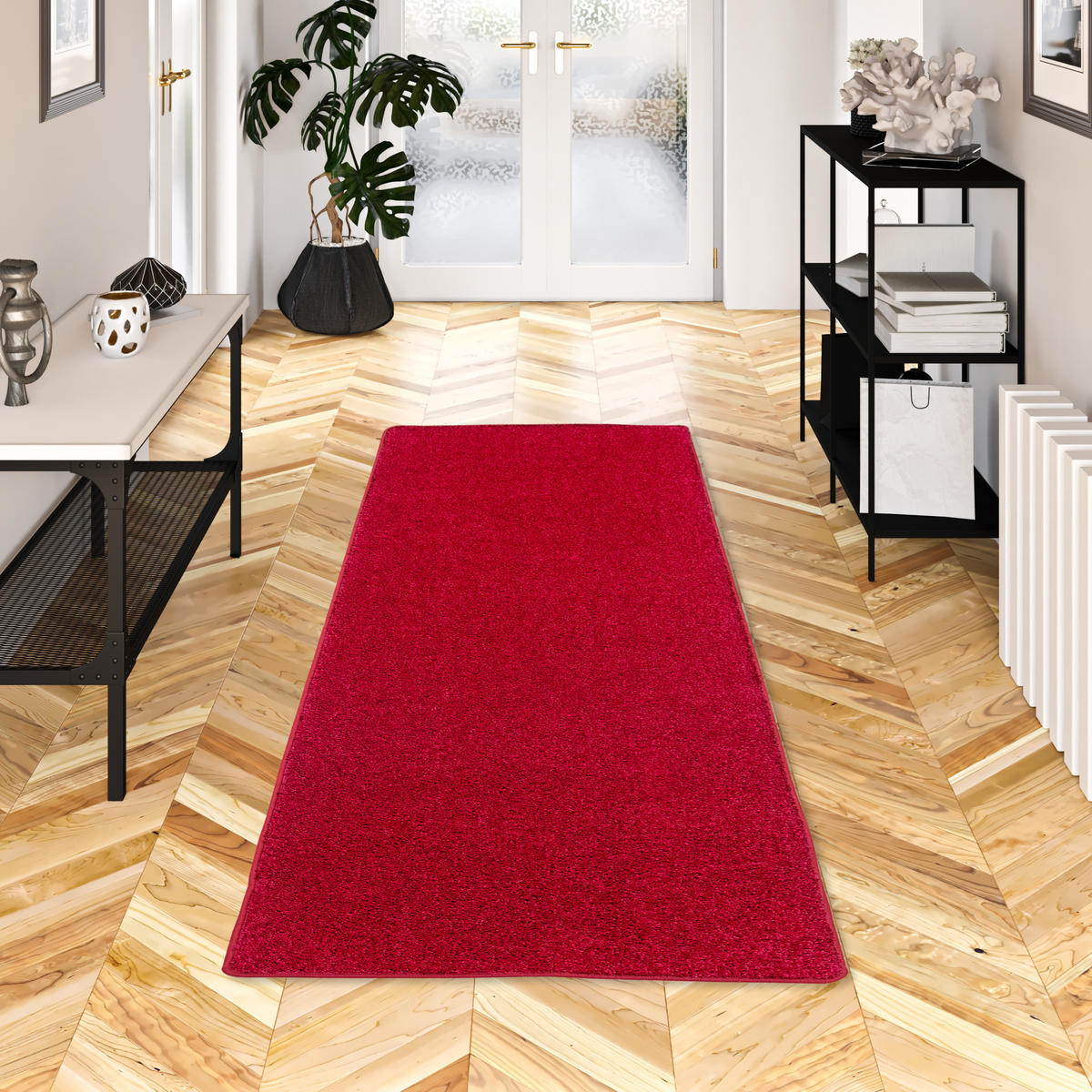 HOCHFLOR VELOURS TEPPICH LÄUFER MONA - Rot, Textil (100/300cm) - Snapstyle