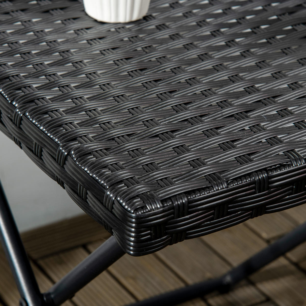 POLYRATTAN BALKONTISCH DE-06636 klappbar, Stahlrahmen Schwarz - Schwarz, Kunststoff/Metall (40/40/40cm) - ComfortXL