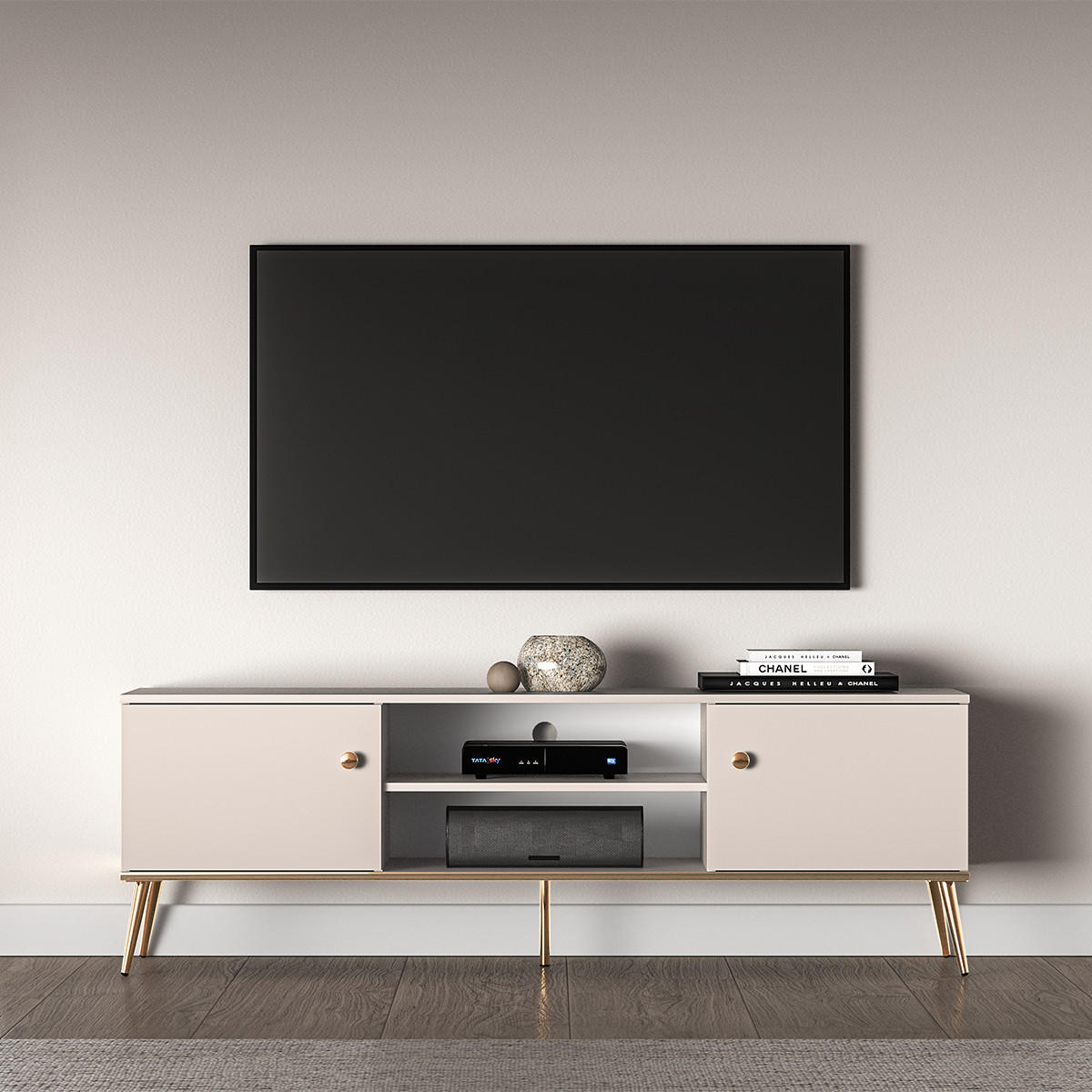 TV-MÖBEL Olivia Kaschmir - Beige, Holzwerkstoff (160/54/40cm) - Petits-meubles