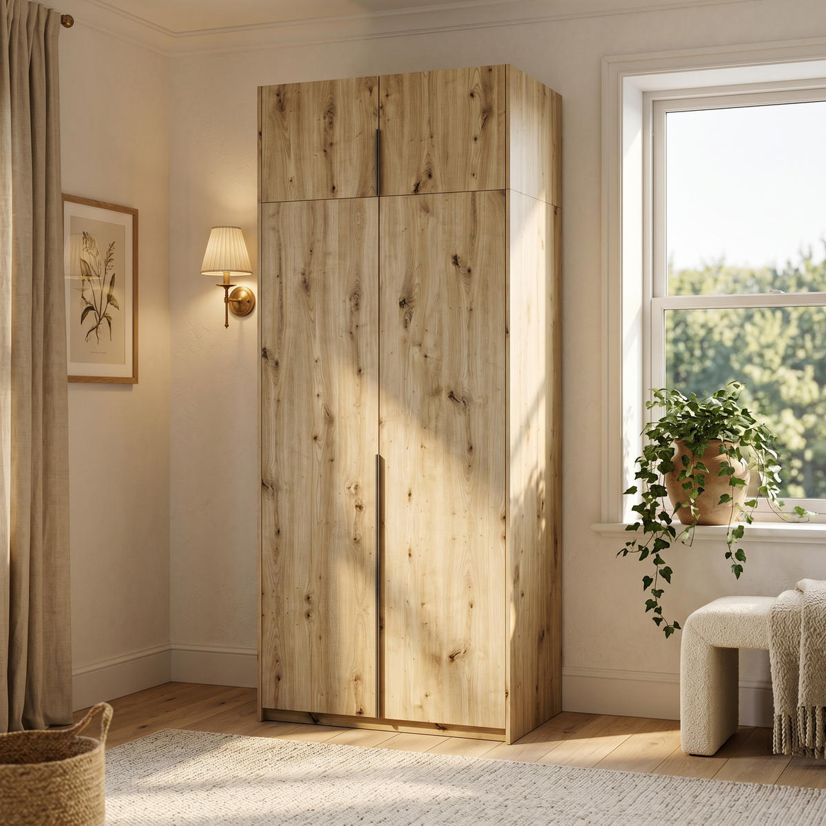 DREHTÜRENSCHRANK AMARA 100/250/58cm 2-türig Eiche Artisan - Eiche Artisan, Holzwerkstoff (100/250/58cm) - MASSENO