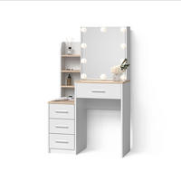 SCHMINKTISCH Loreta Weiß/Sonoma 80 cm mit LED Beleuchtung - Weiß/Sonoma Eiche, Holzwerkstoff (80/131.6/36cm) - Livinity®