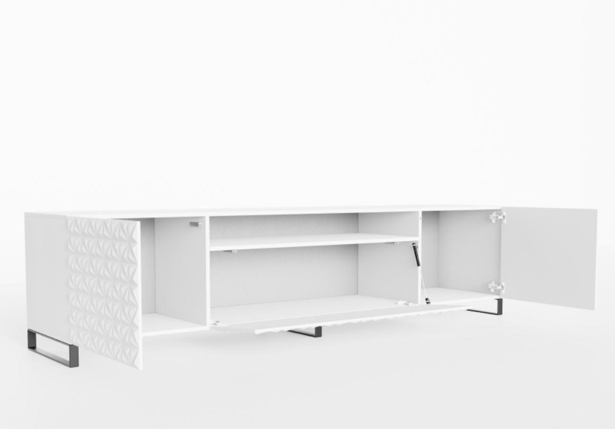 TV-SCHRANK Weiß ALI Mit Dekorativen Fronten 200 cm - Weiß, Holzwerkstoff (200/53/41cm) - Sepro Meble