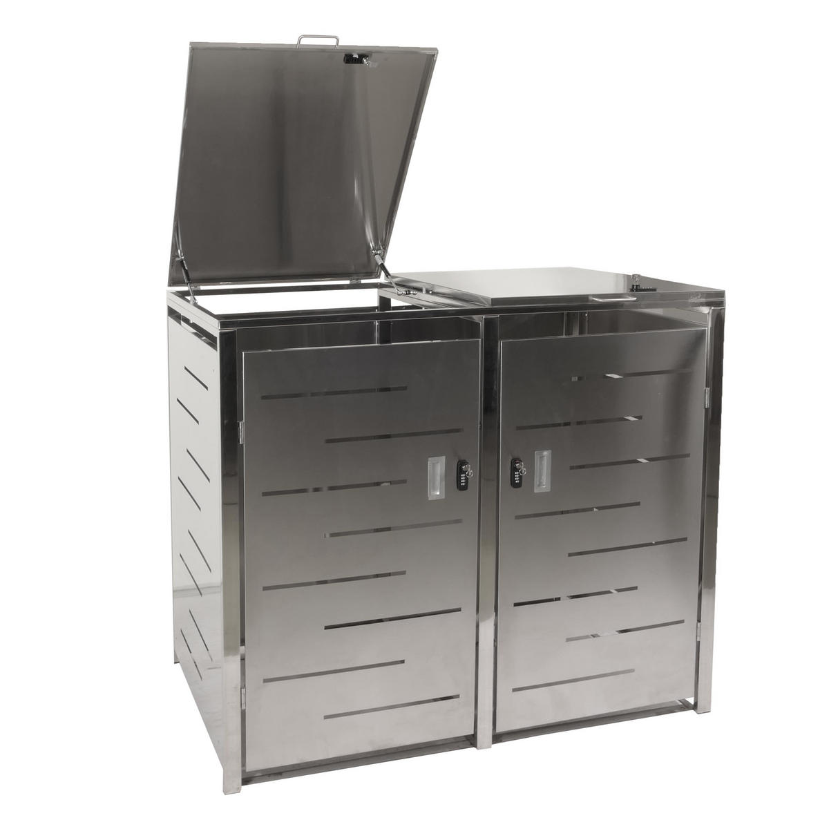 MÜLLTONNENBOX 2er 116,5x131x80cm erweiterbar Edelstahl 48kg - Silberfarben, Metall (131/116.5/80cm) - PROREGAL