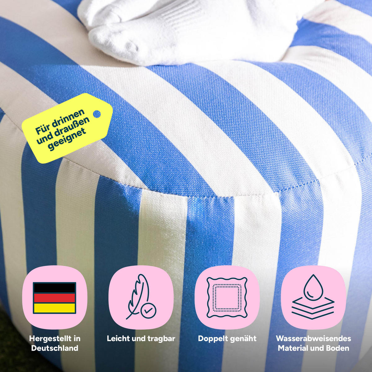 SITZPOUF Milano - Blau, Textil (55/35/55cm) - icon